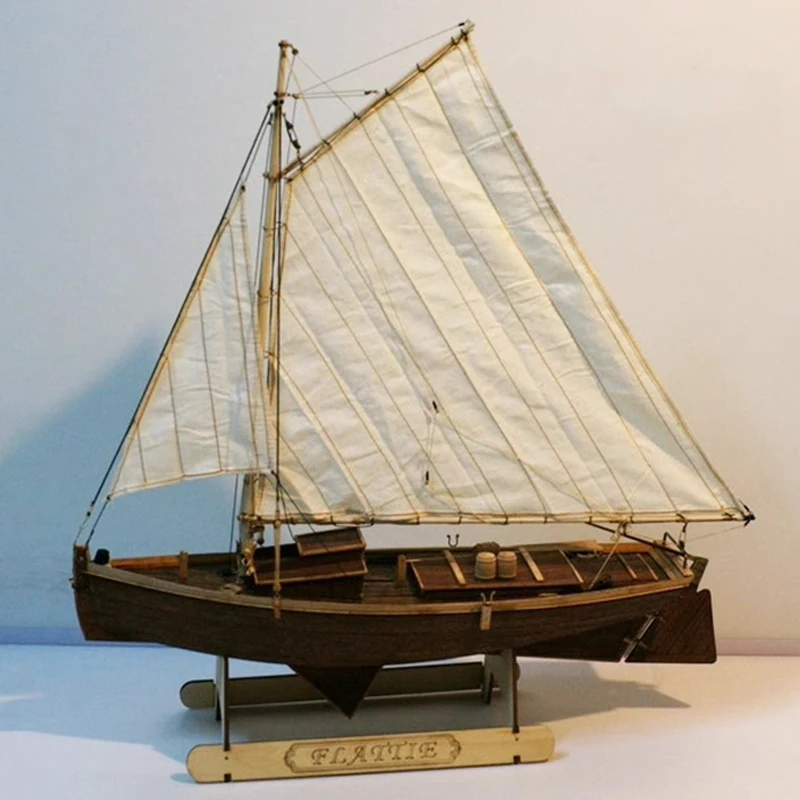 1/35 FLATTLE Ahşap Balıkçı Teknesi model seti El Yapımı Balıkçı Gemisi Modeli Montaj Oyuncaklar Çocuk Hediyeler Görüntü 0