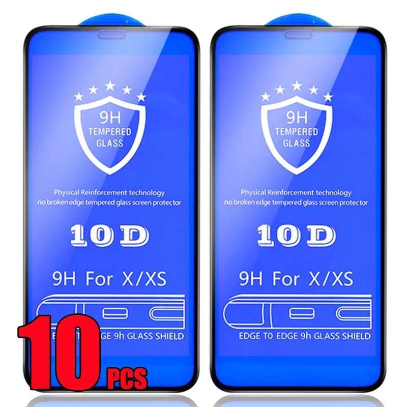 10 adet 10D Temperli Cam Kapak Ekran Koruyucu Film Guard iPhone 11 12 13 14 pro max XS XR X 8 7 6 Artı SE Görüntü 0