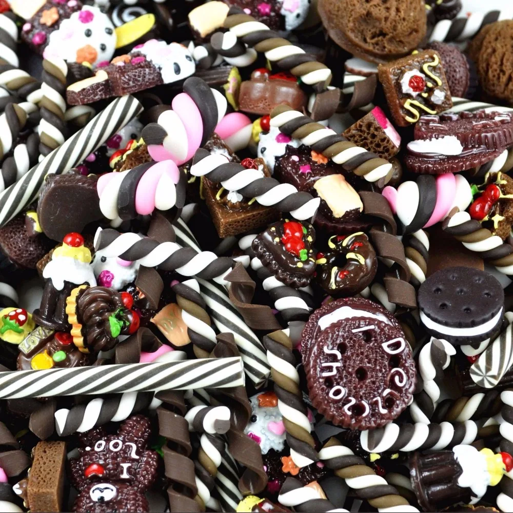 10 adet/grup Balçık Takılar Kek Çikolatalı Tatlılar Reçine Flatback Balçık Aksesuarları Boncuk Yapımı Malzemeleri DIY Scrapbooking El Sanatları Görüntü 3