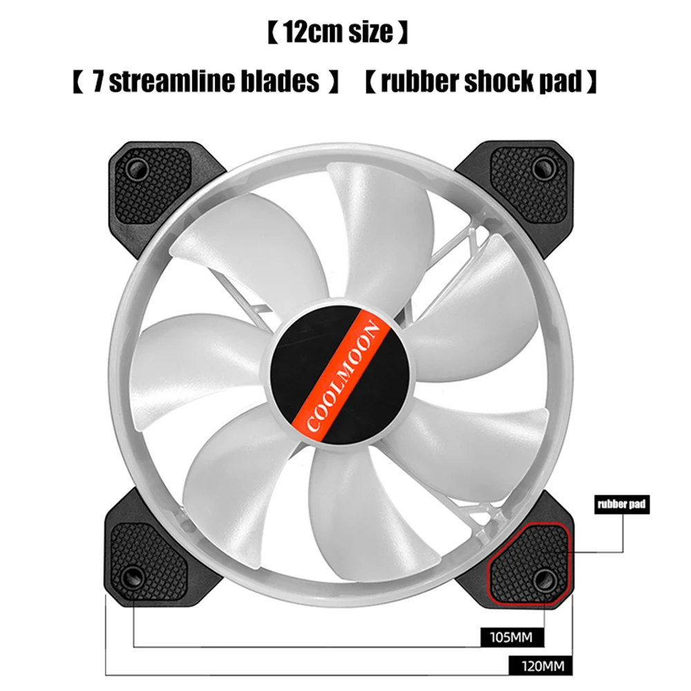 2 Adet COOLMOON Küçük 6PİN 120mm RGB Fan 5V Müzik Ritim A-RGB Şasi Sessiz Fan Kontrol Su Soğutucu için Özel Mod AURA SYNC Görüntü 3