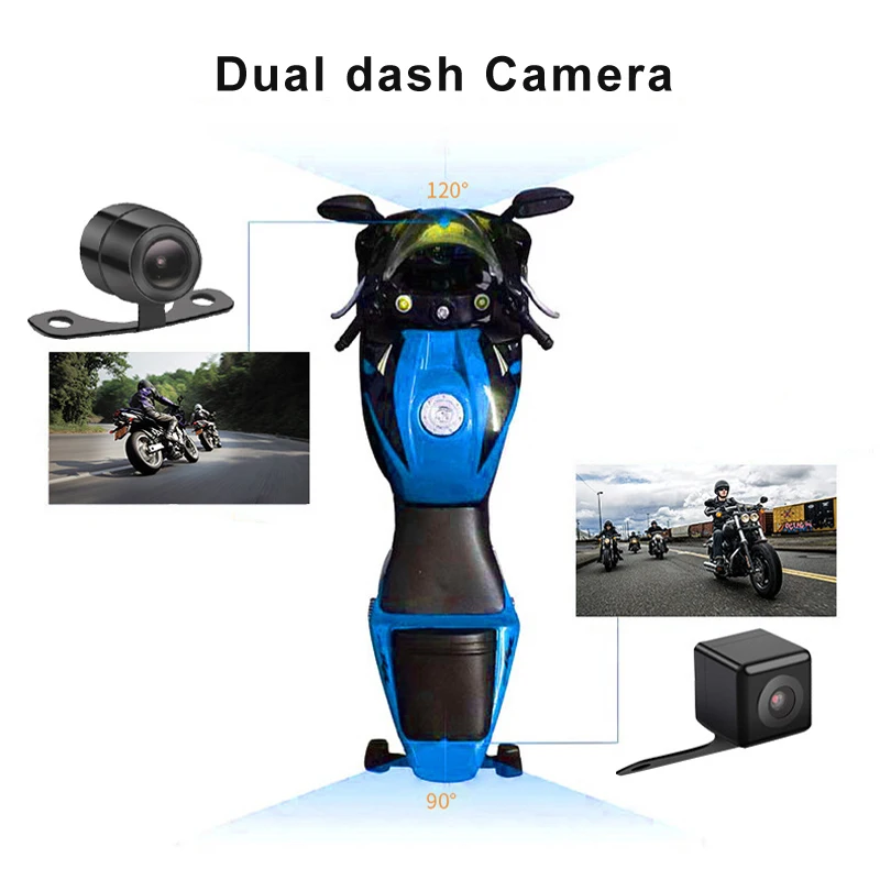 2 inç Motosiklet DVR Çift Lens Kamera Motorlu Çizgi Kam El Kontrol su geçirmez Ön / Arka motosiklet kamera kaydedici Görüntü 2