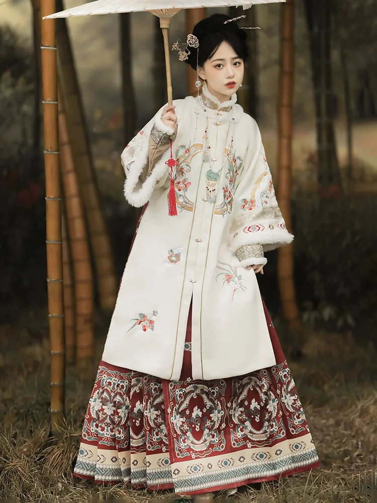 2023 Kış Hanfu Setleri Kadınlar Çin Geleneksel Yeni Yıl Hanfu Kostüm Kırmızı Ma Ana Etek Takım Elbise Kadın Noel Kostüm Görüntü 3