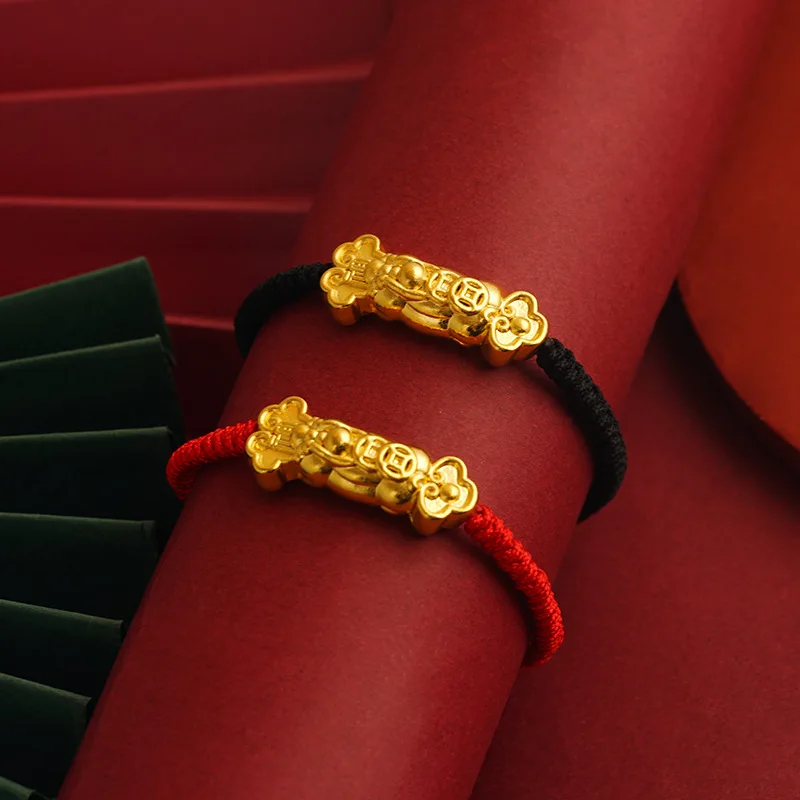 24K Altın Renk Kalın Pixu Kolye Bileklik Kadın Erkek Moda Ayarlanabilir Bilezikler Yıldönümü Doğum Günü Düğün Hediyeleri Görüntü 2
