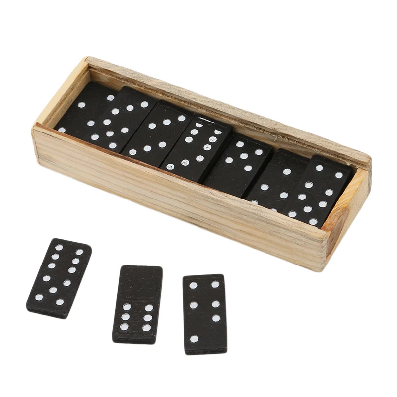 28 Adet / takım Ahşap Domino Tahta Oyunları Seyahat Komik Masa Oyunu Domino Oyuncaklar Çocuk Çocuk Eğitici Oyuncak Çocuk Hediyeler Görüntü 0