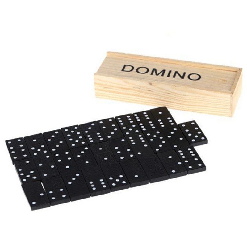 28 Adet / takım Ahşap Domino Tahta Oyunları Seyahat Komik Masa Oyunu Domino Oyuncaklar Çocuk Çocuk Eğitici Oyuncak Çocuk Hediyeler Görüntü 1