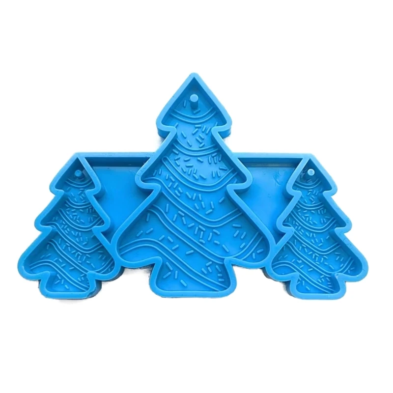3-Cavity Noel Ağacı Kalıpları Anahtarlık Epoksi Reçine Kalıp DIY Anahtarlık Kolye Takı Noel Günü Partisi için Hediyeler Görüntü 2
