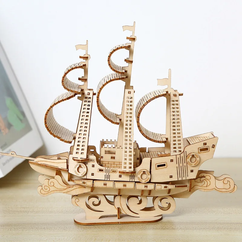 3D Ahşap yap-boz oyunları Tekne ve Gemi Model Oyuncaklar Çocuklar İçin Çocuk Kız doğum günü hediyesi Montaj Modeli Kitleri Masa Dekorasyon Görüntü 0