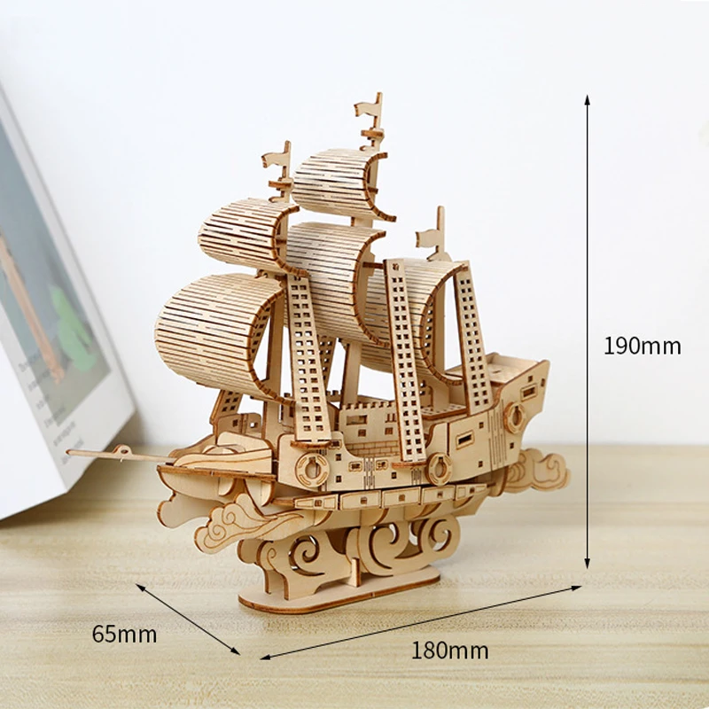 3D Ahşap yap-boz oyunları Tekne ve Gemi Model Oyuncaklar Çocuklar İçin Çocuk Kız doğum günü hediyesi Montaj Modeli Kitleri Masa Dekorasyon Görüntü 5