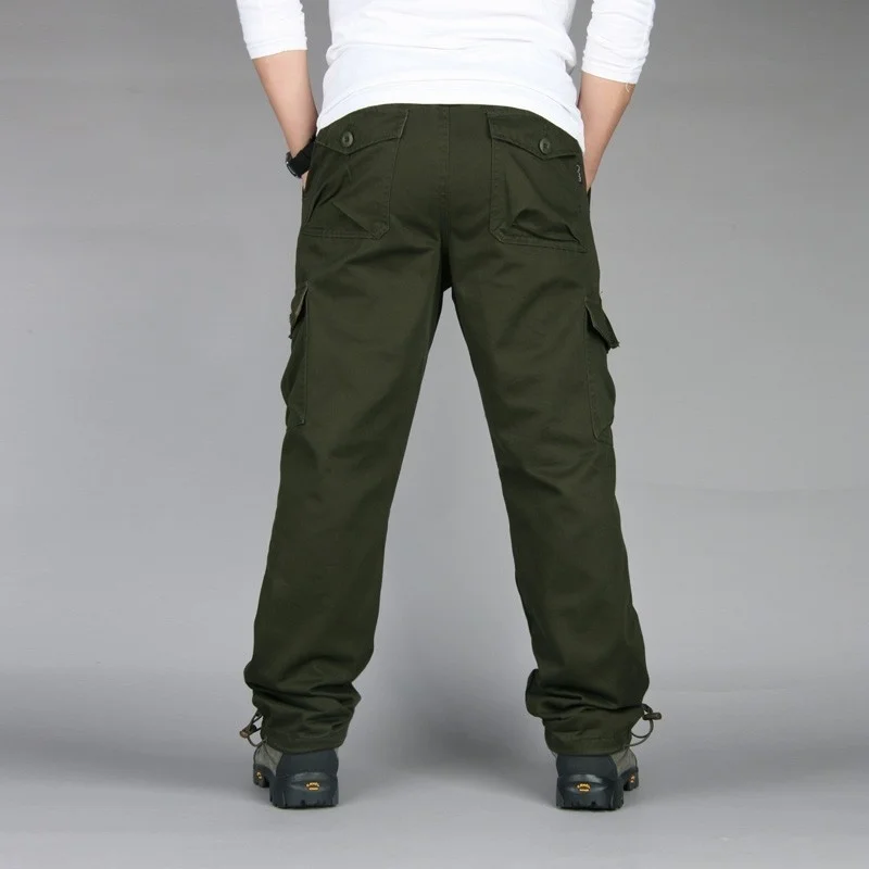 5XL Erkek Çok cepler Düz Tulum Bahar Sonbahar Açık Yürüyüş Spor Kamp Gevşek Pamuk Aşınmaya Dayanıklı Askeri Kargo Pantolon Görüntü 3
