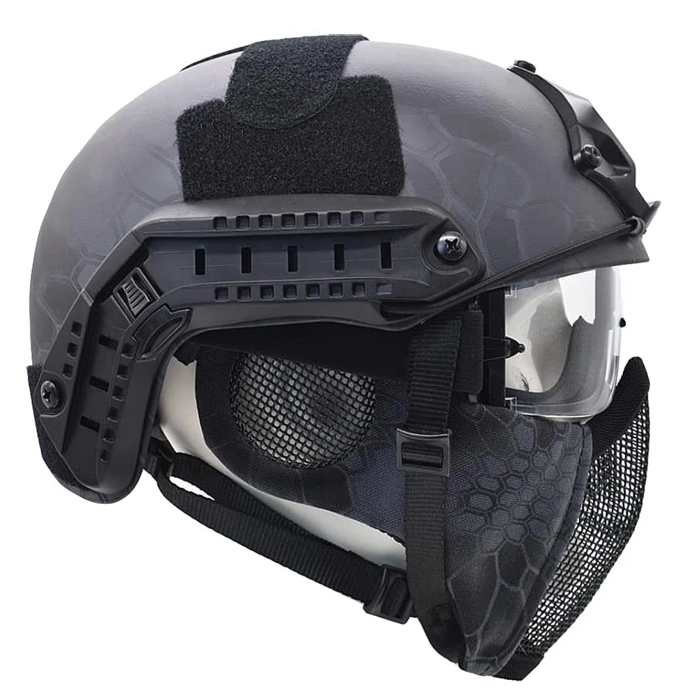 Avcılık Hızlı Taktik Kask ile Birlikte Katlanabilir Yarım Yüz Örgü Maskesi ve Gözlük Paintball CS Oyunu Seti Görüntü 1