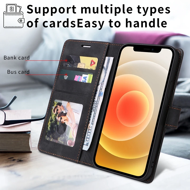Cüzdan Kart Yuvaları Telefon Kılıfı için Xiaomi 12 13 11T 12T Pro 11 Lite 5G NE Poco X3 NFC X4 GT X5 M4 Pro M3 C40 F4 Deri Kitap Kapağı Görüntü 3