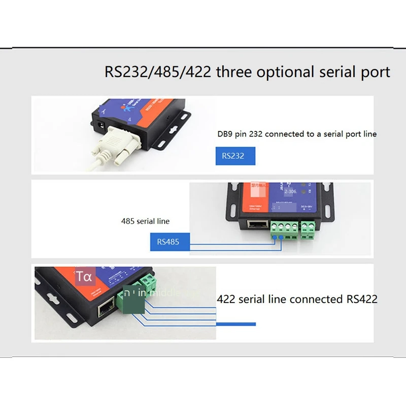 DB9 Pin RS422 Mevcut Seri Ethernet RJ45 Web Sayfası DHCP Fonksiyonu İle AB Tak Görüntü 4
