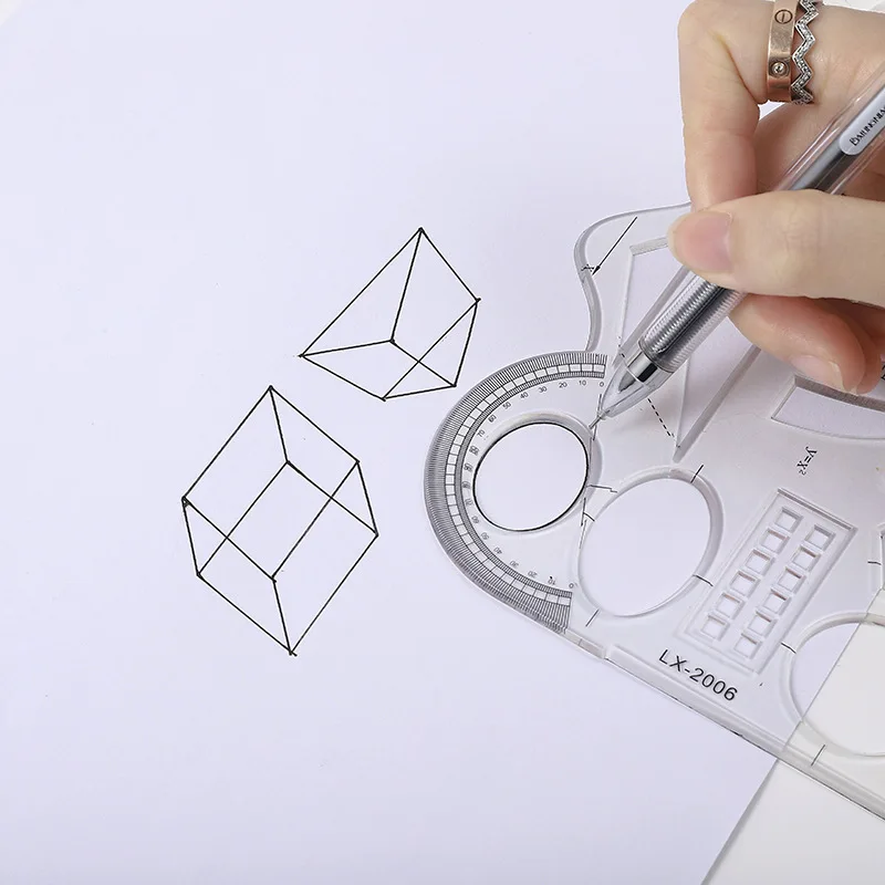 Geometrik Cetvel Öğrenciler için Yumuşak Matematik Çizim Cetvel Çizim Araçları Öğrenme Boyama Çocuk Çizim Malzemeleri Görüntü 3