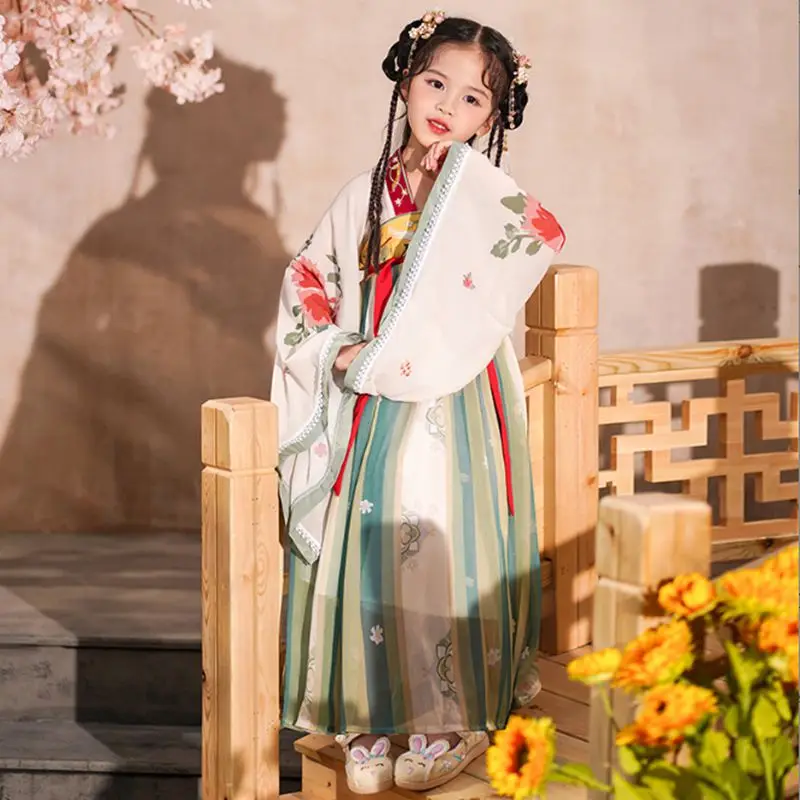 Hanfu kız Bahar Yaz çocuk Çin Tang Kostüm Antik Kostüm Süper Peri Performans Elbise Görüntü 0