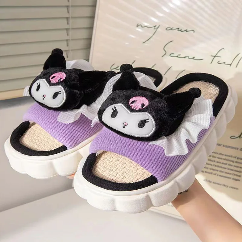 Hello Kitty Cinnamoroll Sanrio Anime Kawaii çocuk Terlik Sevimli Karikatür Kuromi Ev Kaymaz Ayakkabı Oyuncaklar Kızlar için Görüntü 3