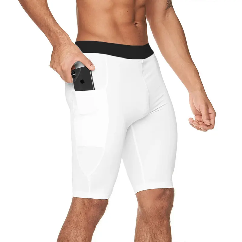 Koşu Koşu Şort Erkekler Spor Spor kısa pantolon Hızlı Kuru Egzersiz alıştırma külodu Adam Nefes Elastik Tayt Cepler İle Görüntü 1