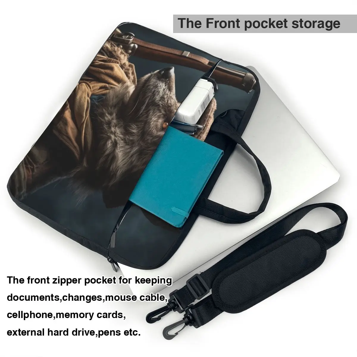 Kurt Laptop çantası Avcılık Hayvan Macbook Air Pro İçin Xiaomi Lenovo Asus 13 14 15 15.6 Kol Çantası Moda Su Geçirmez Evrak Çantaları Görüntü 2