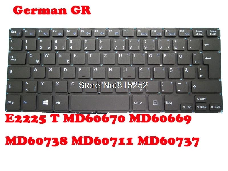 Laptop Klavye İçin MEDİON AKOYA E2225 T MD60670 MD60669 MD60738 MD60711 MD60737 MD60735 MD60288 MD60287 MD60736 Alman GR Siyah Görüntü 0