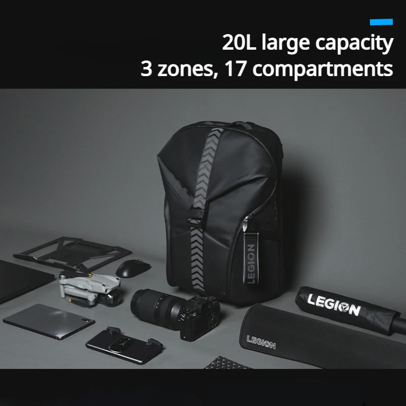 Lenovo LEGİON X3 Çok Fonksiyonlu Sırt Çantası 20L Büyük Kapasiteli Su Geçirmez Katlanabilir Laptop Çantaları Kadınlar ve Erkekler için Rahat Görüntü 4