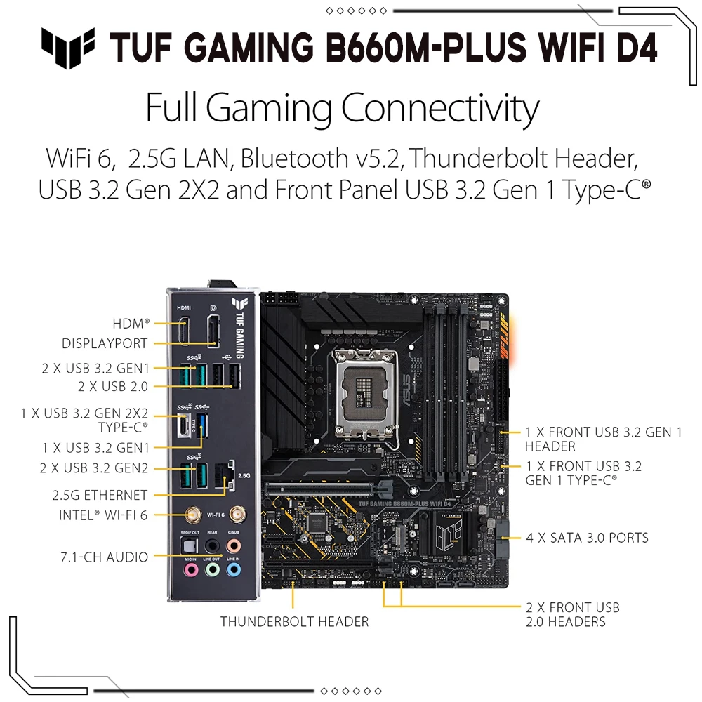LGA 1700 ASUS Intel B660 Anakart DDR4 Çift Kanal 128G 5333MHz (OC) TUF OYUN B660M artı WIFI 6 Masaüstü M-ATX PCIe 5.0 Görüntü 2