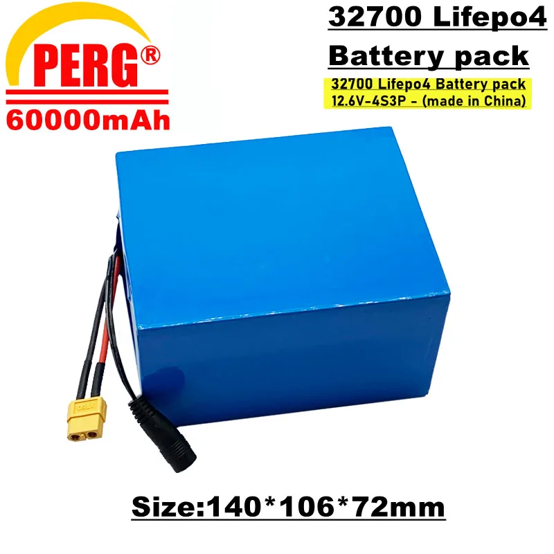 LiFePO4 32700 hücre paketi, 4s3p, 12.6 v, 60ah, bms'li dahili, elektrikli bisiklet hücreleri, UPS, Güneş Pilleri vb.İçin uygundur. Görüntü 0