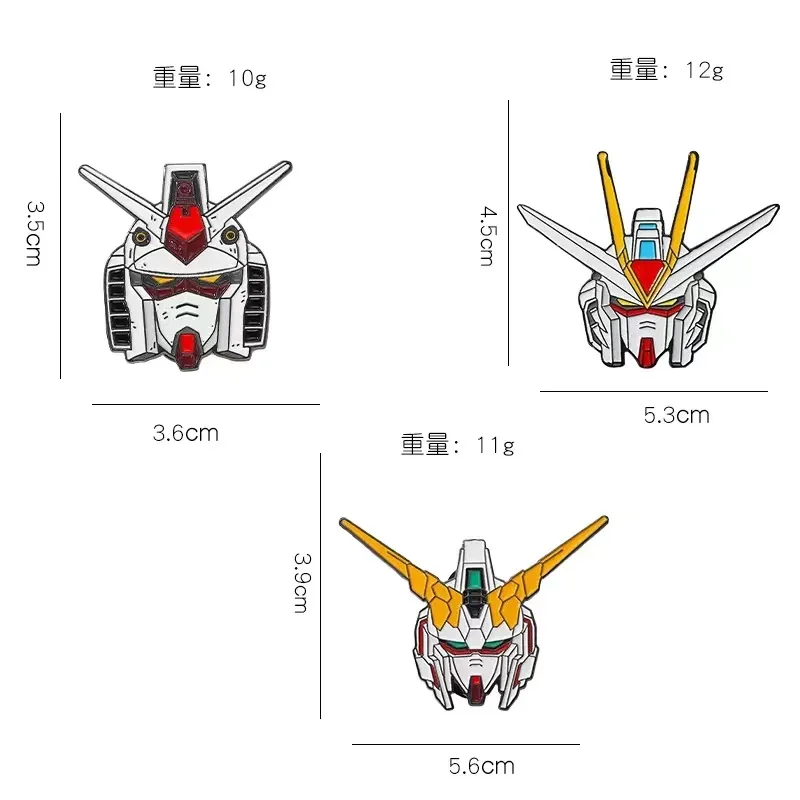 Mech Anime Kafa Portreler Emaye Pin Robot Gundam Yaka Broş Denim Ceket Sırt Çantası Rozeti Dekorasyon Çocuk Moda Hediyeler Görüntü 5