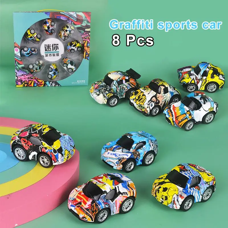 Mini Geri Çekin Arabalar 8 Adet Sürtünme Powered Küçük oyuncak arabalar Push And Go Arabalar Parti Malzemeleri İyilik doğum günü hediyesi Çocuklar İçin Görüntü 1