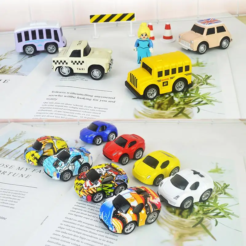 Mini Geri Çekin Arabalar 8 Adet Sürtünme Powered Küçük oyuncak arabalar Push And Go Arabalar Parti Malzemeleri İyilik doğum günü hediyesi Çocuklar İçin Görüntü 3