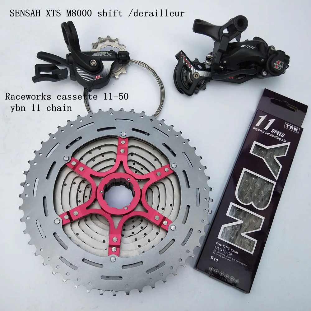MTB 1 * 11 Hız Groupset Bisiklet 11-50T Kaset Shifte Arka Attırıcı Dişli Zincir 11 S Bisiklet Grubu seti SRAM Shimano XT İçin M8000 Görüntü 1