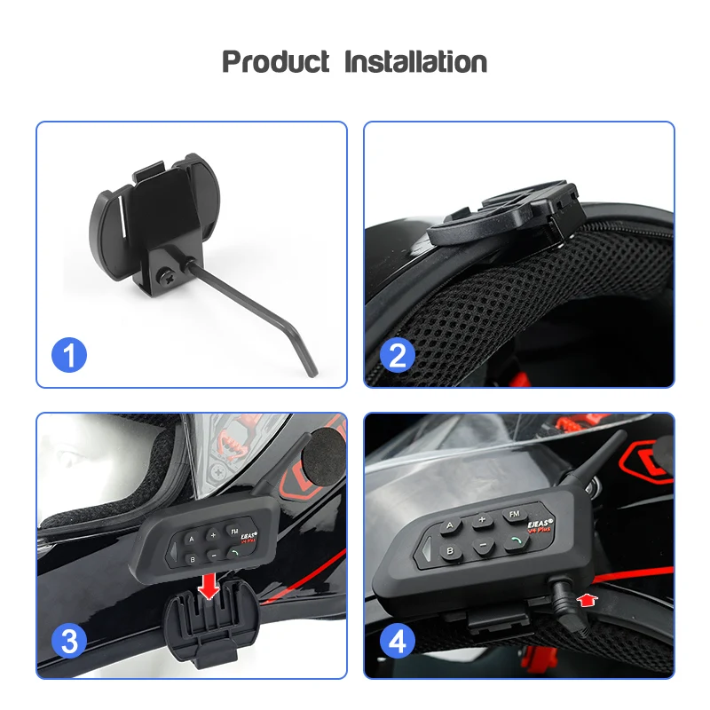 Orijinal EJEAS V6 Pro Bluetooth İnterkom aksesuarları, EJEAS 3.5 mm Mikrofon Hoparlör Kulaklık Ve Kask İnterkom Klip 6 adet Görüntü 4