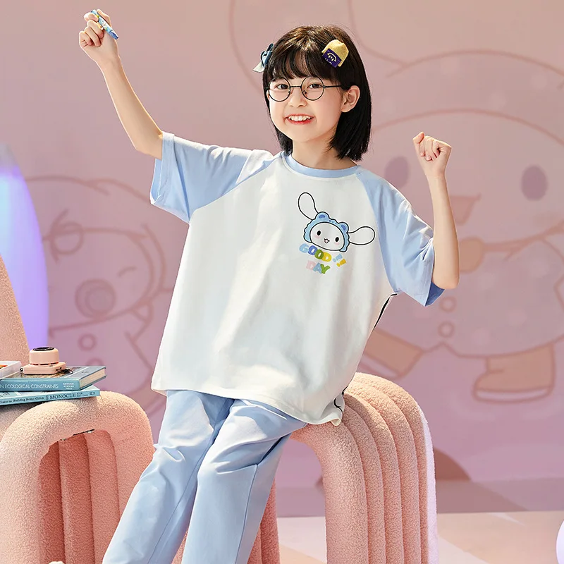 Sanrio Kawaii Anime Kuromi Ev Giysileri Sevimli Karikatür Girly Kalp Cinnamoroll Rahat Pijama Seti Oyuncaklar Kızlar için Görüntü 1