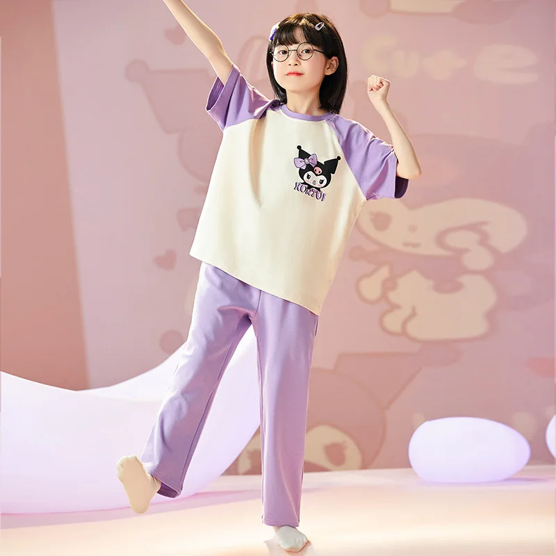 Sanrio Kawaii Anime Kuromi Ev Giysileri Sevimli Karikatür Girly Kalp Cinnamoroll Rahat Pijama Seti Oyuncaklar Kızlar için Görüntü 4