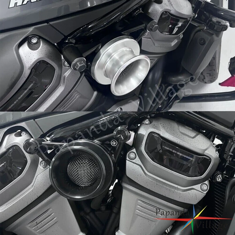 Siyah / Gümüş Motosiklet Hava Temizleyici Emme Sistemi Seti 2.5 