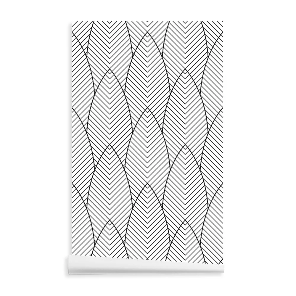 Siyah ve Beyaz Kabuğu ve Sopa Duvar Kağıdı Modern Geometrik Çizgili Çıkarılabilir Kendinden yapışkanlı vinil film Sticker Odası Ev Dekor Görüntü 0