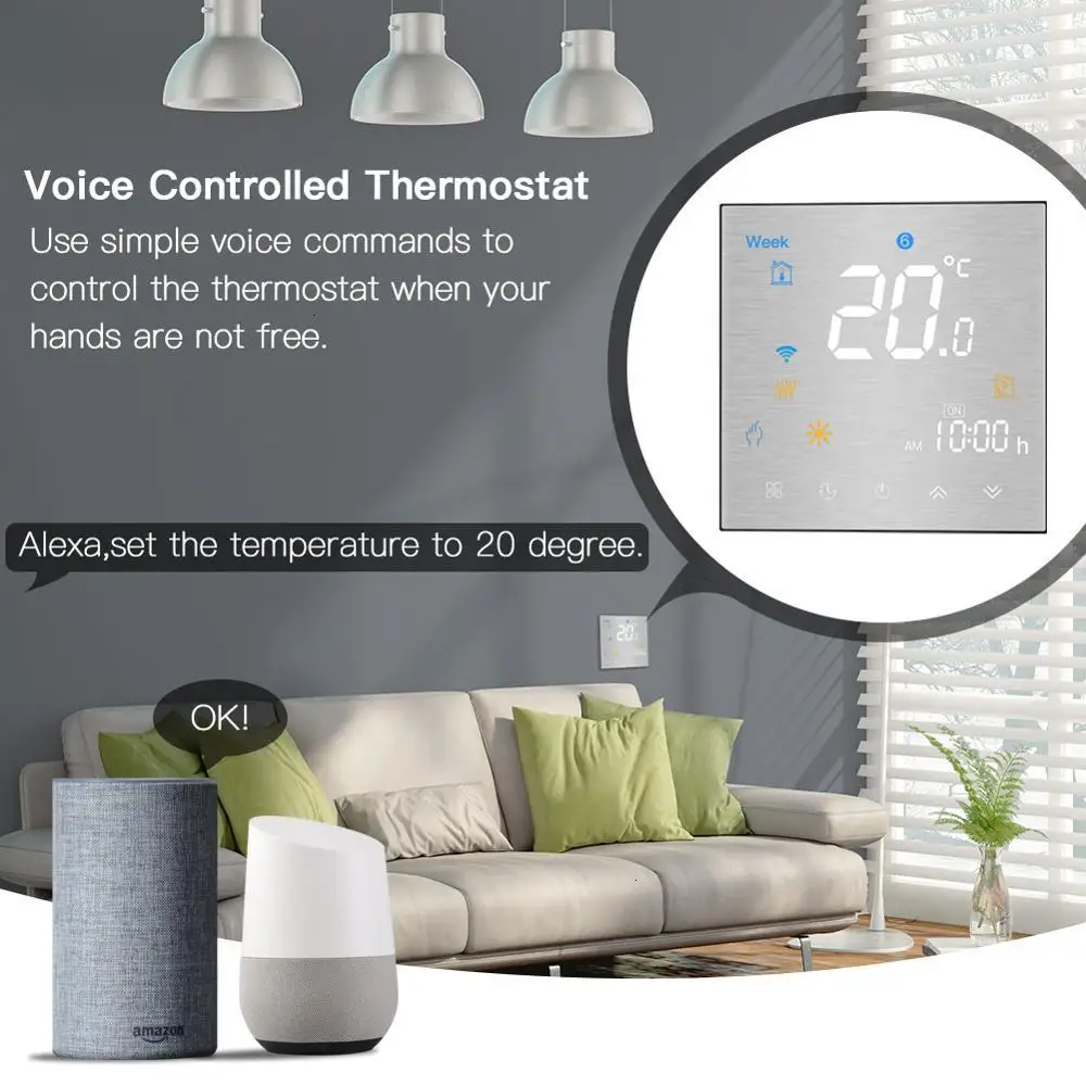 WiFi Akıllı termostat sıcaklık kumandası Su / Elektrikli yerden ısıtma Su / Gaz Kazanı Alexa Google Ev ile Çalışır Görüntü 1